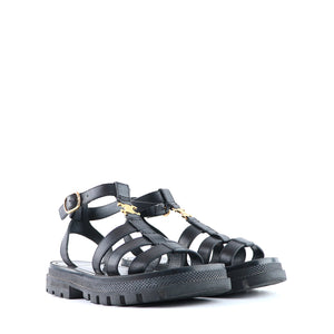 CELINE - Triomphe Spartan sandals in black leather (T36)