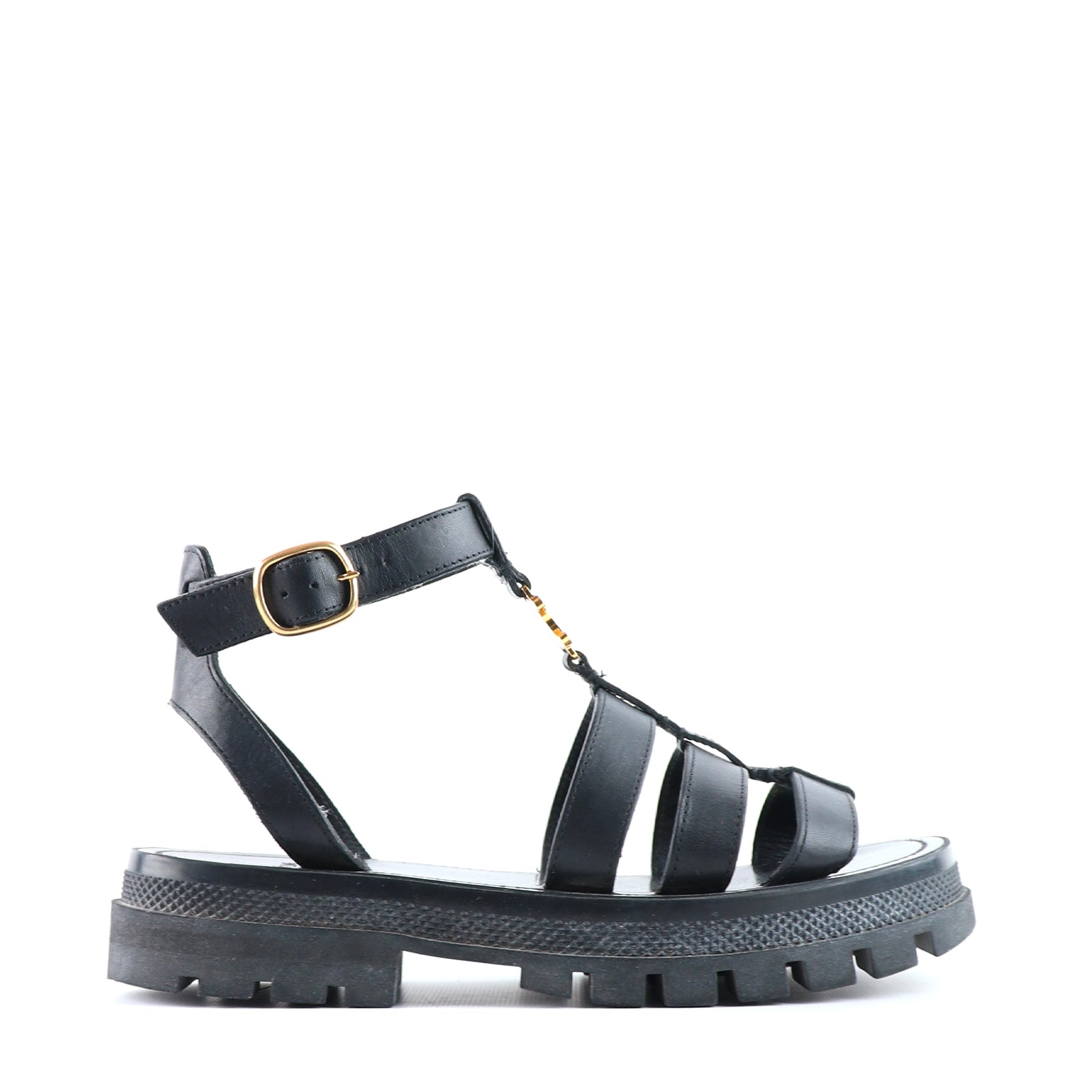 CELINE - Sandales Spartiates Triomphe en cuir noir (T36)