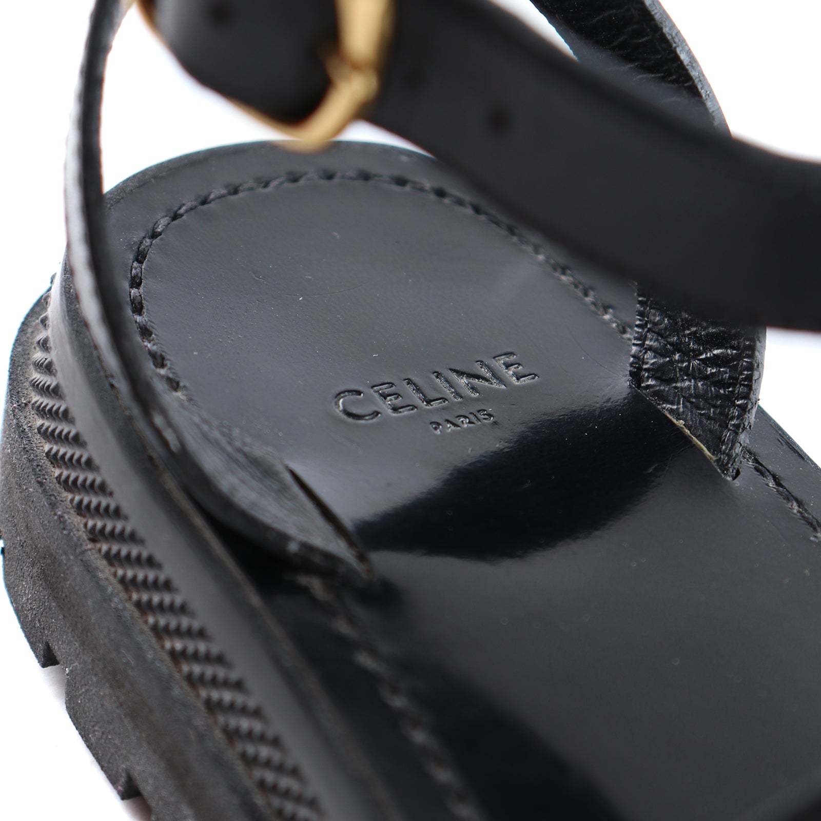 CELINE - Sandales Spartiates Triomphe en cuir noir (T36)