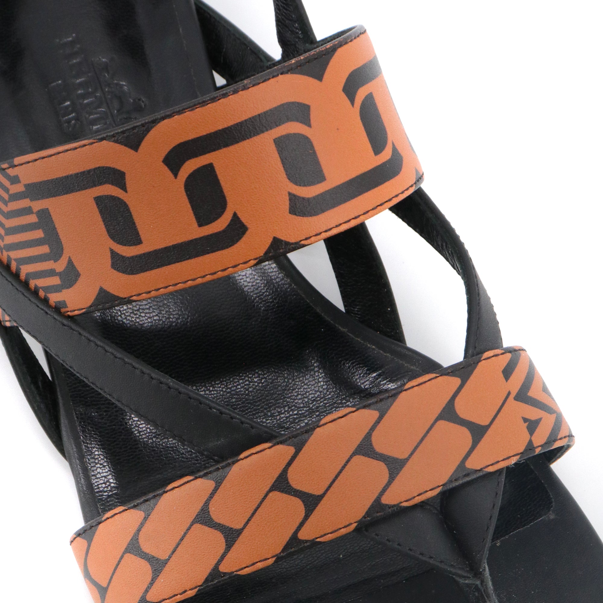 HERMÈS - Hermès Adélaïde sandals in black and brown leather (size 37)