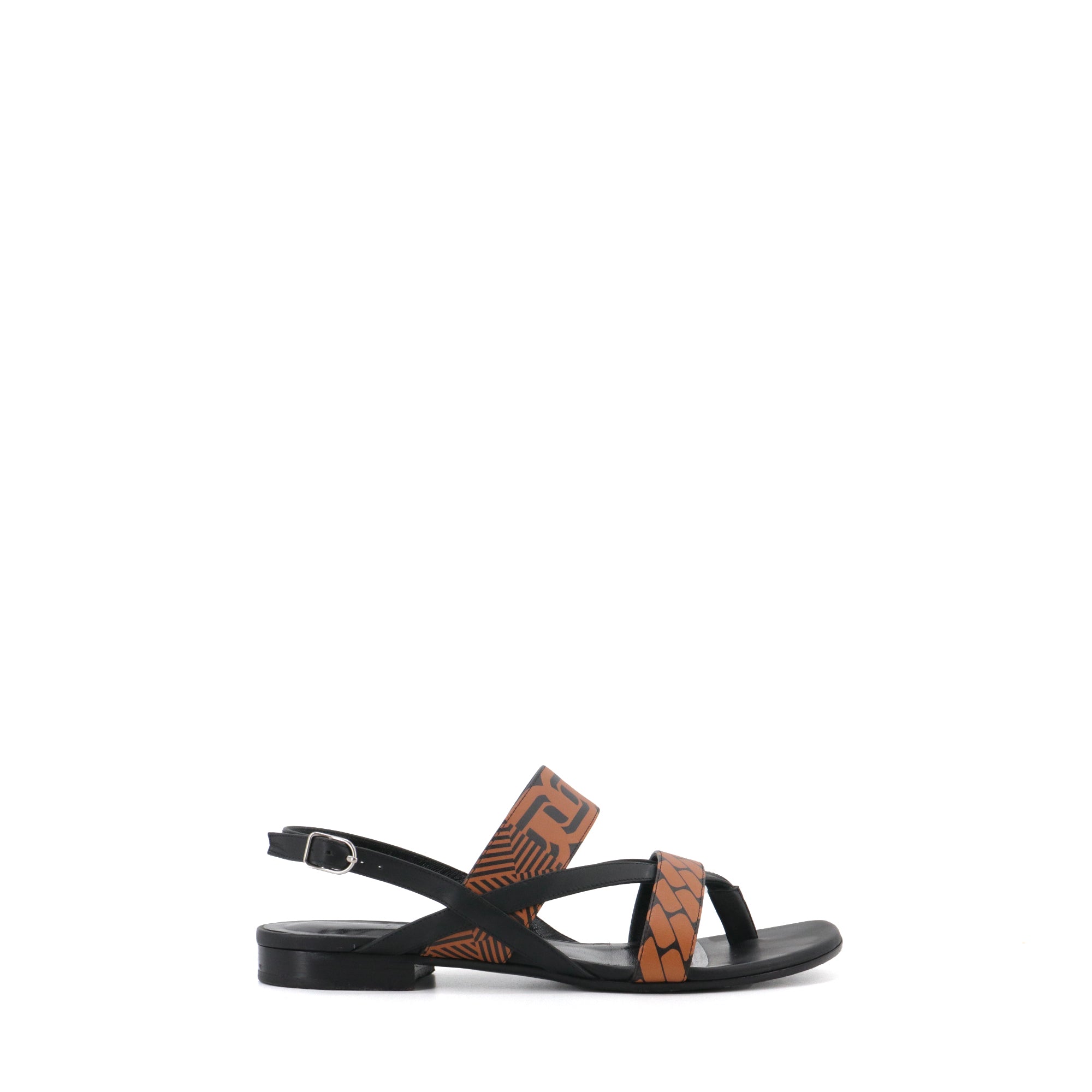 HERMÈS - Hermès Adélaïde sandals in black and brown leather (size 37)