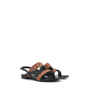 HERMÈS - Hermès Adélaïde sandals in black and brown leather (size 37)