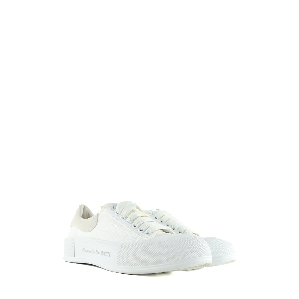 ALEXANDER MCQUEEN - Deck sneakers in white canvas (T38.5)