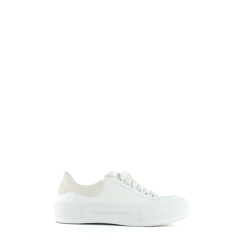 ALEXANDER MCQUEEN - Deck sneakers in white canvas (T38.5)