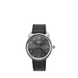 HERMÈS - Montre Arceau Hermès en cuir noir