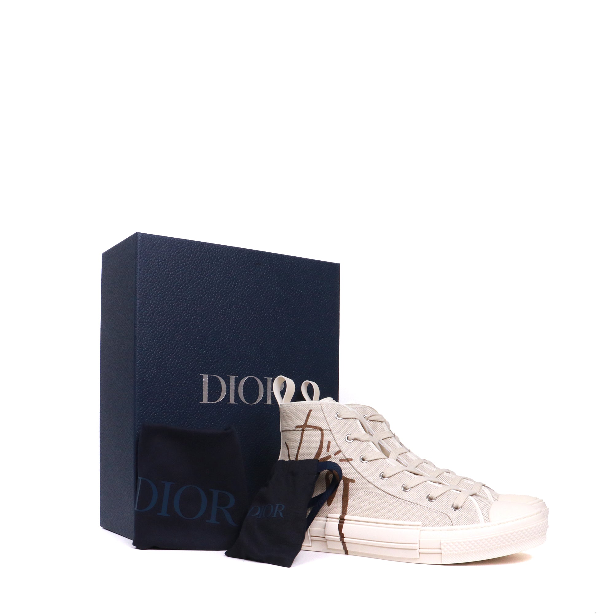 DIOR - Sneakers B23 high Dior x Cactus Jack en toile canvas crème (T44)