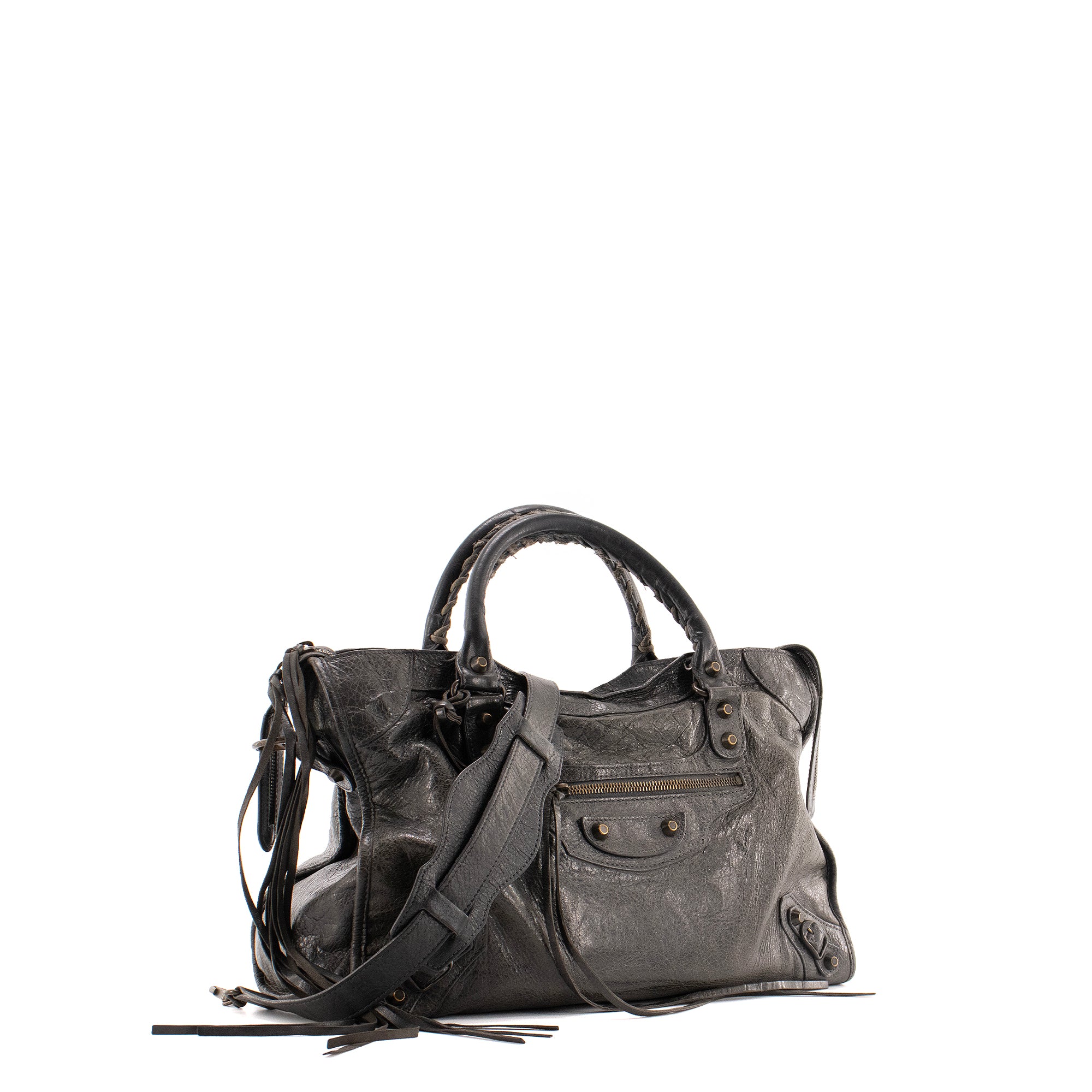 BALENCIAGA - Sac à main City Balenciaga en cuir gris