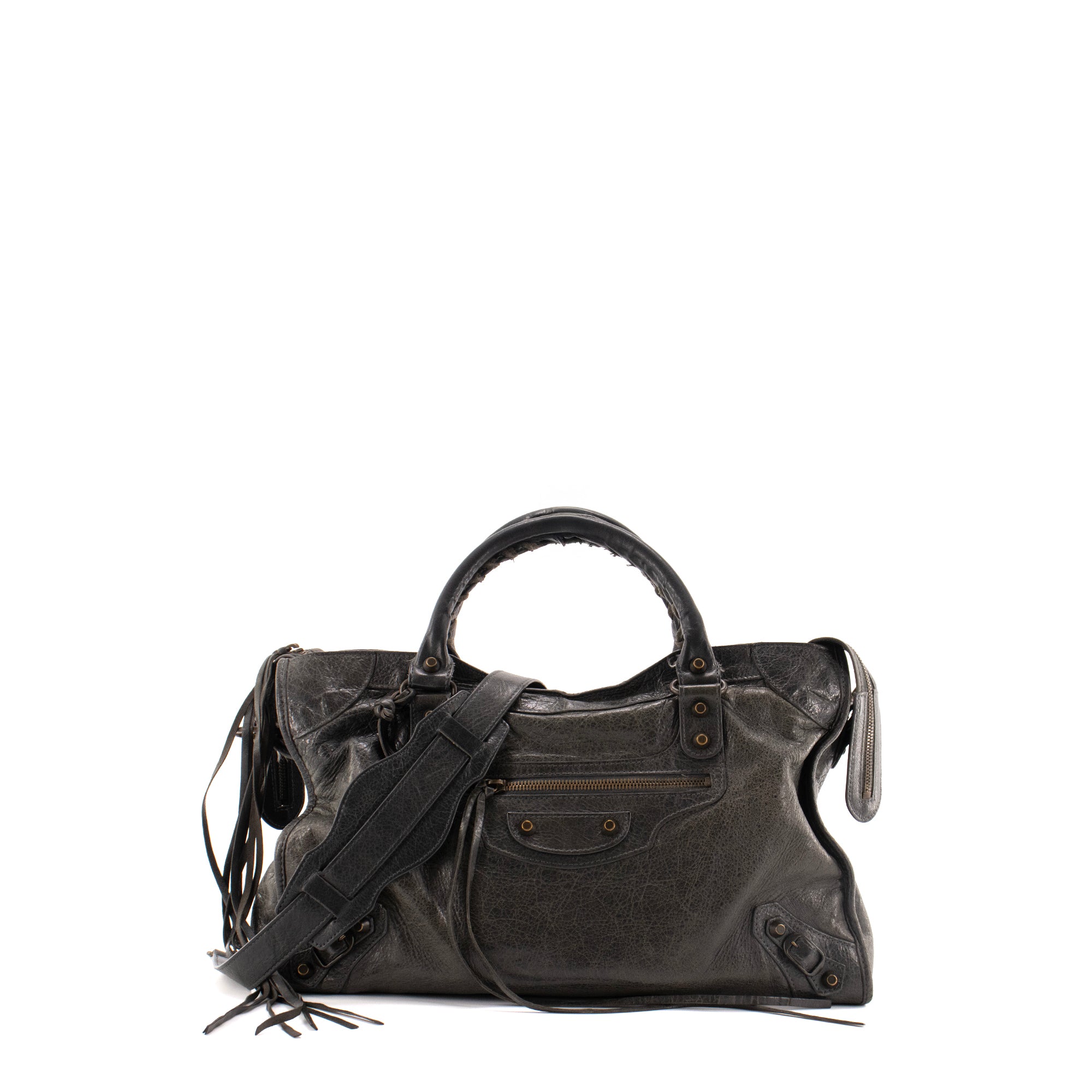BALENCIAGA - Sac à main City Balenciaga en cuir gris