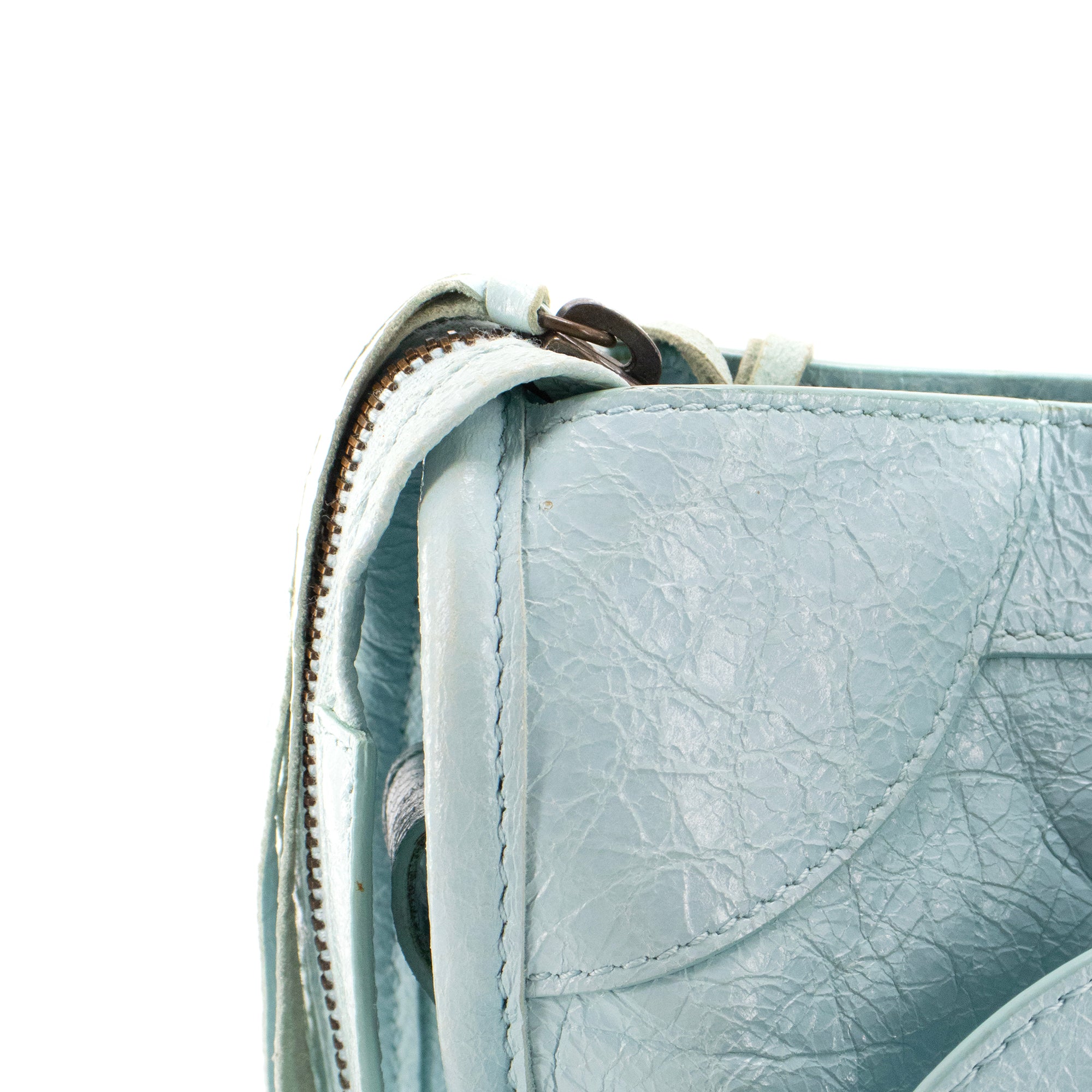 BALENCIAGA - Sac à main City moyen Balenciaga en cuir froissé bleu