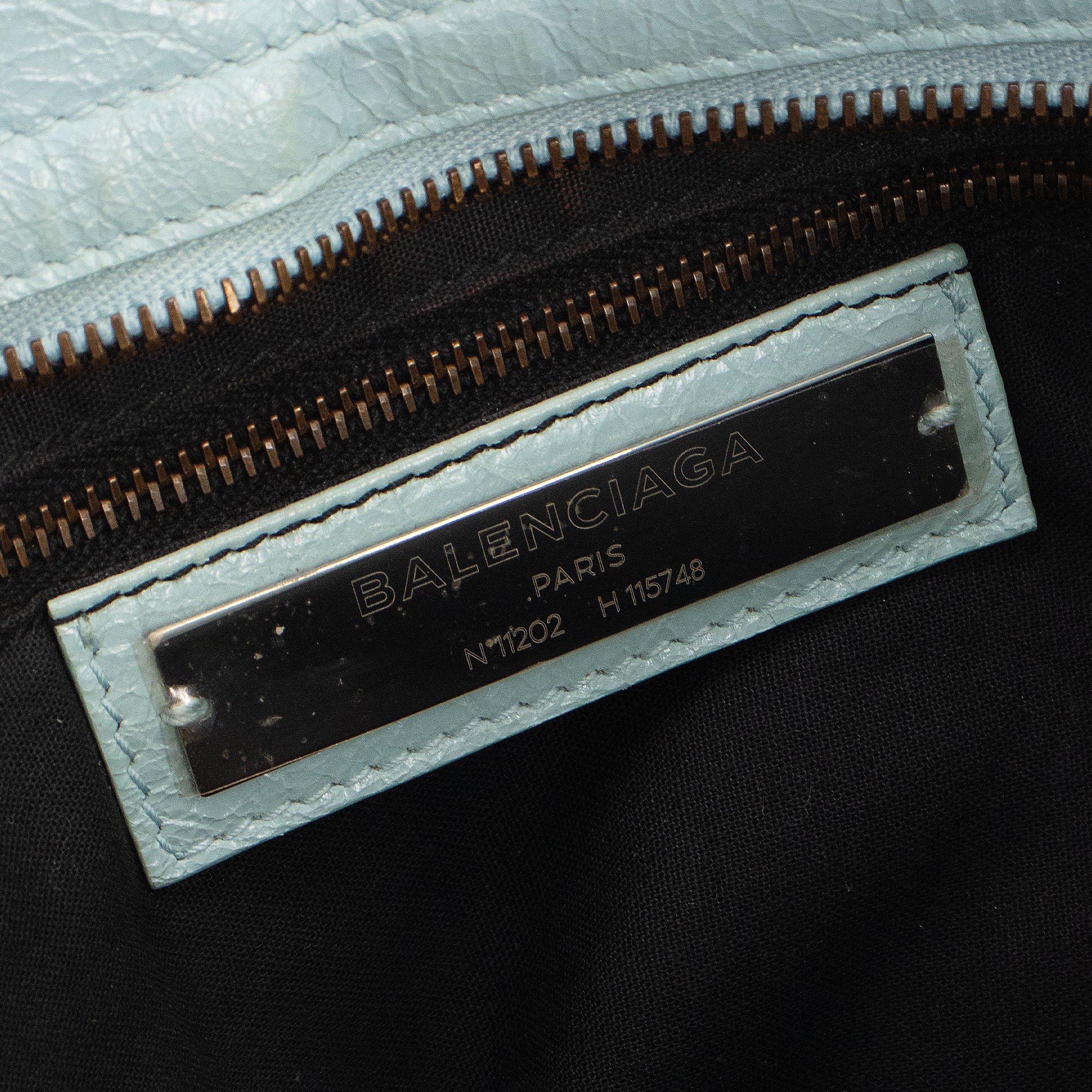 BALENCIAGA - Sac à main City moyen Balenciaga en cuir froissé bleu