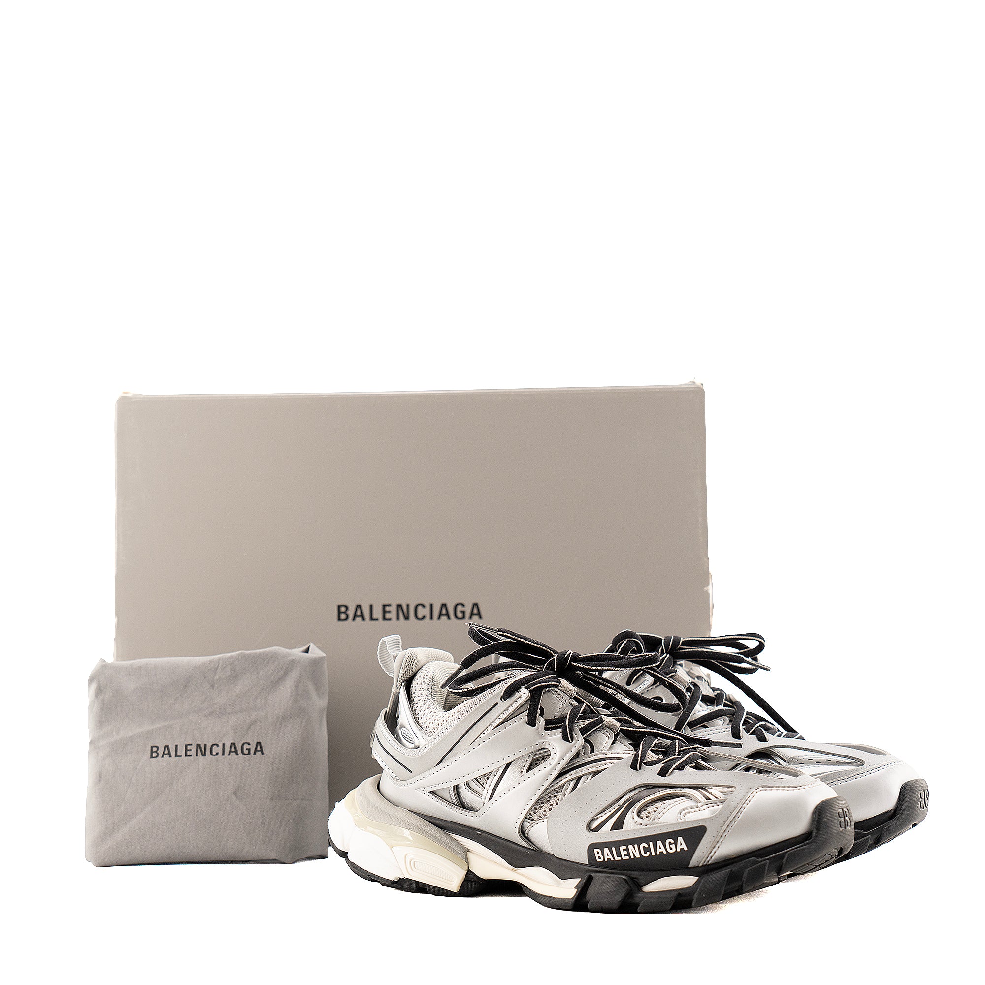 BALENCIAGA - Sneakers Track Balenciaga en cuir argenté (T37)