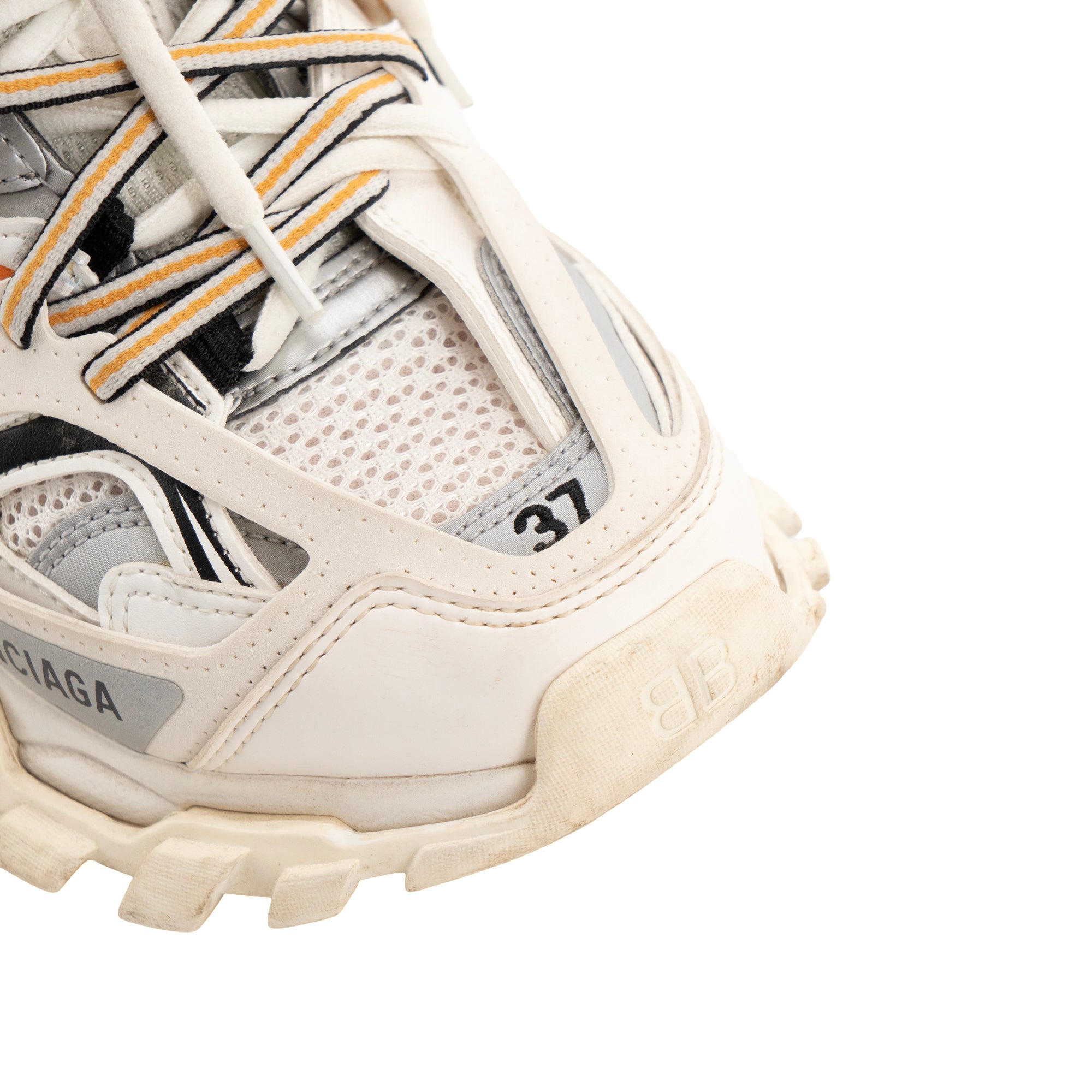 BALENCIAGA - Balenciaga Track sneakers in white and orange leather (T37)