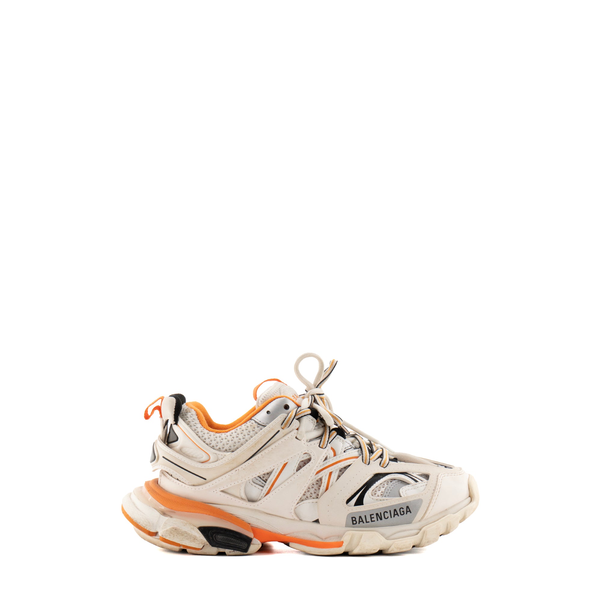 BALENCIAGA - Sneakers Track Balenciaga en cuir blanc et orange (T37)