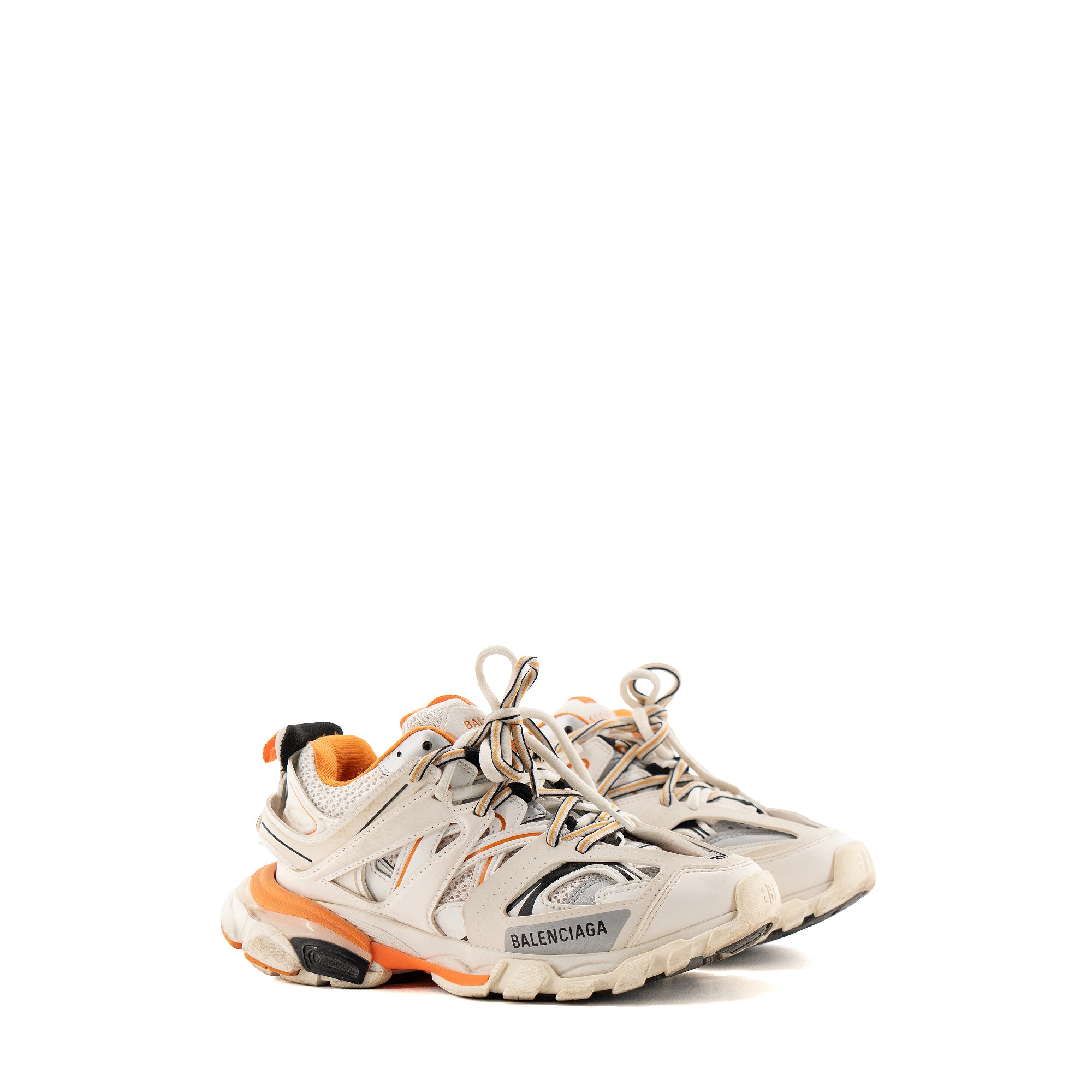 BALENCIAGA - Sneakers Track Balenciaga en cuir blanc et orange (T37)