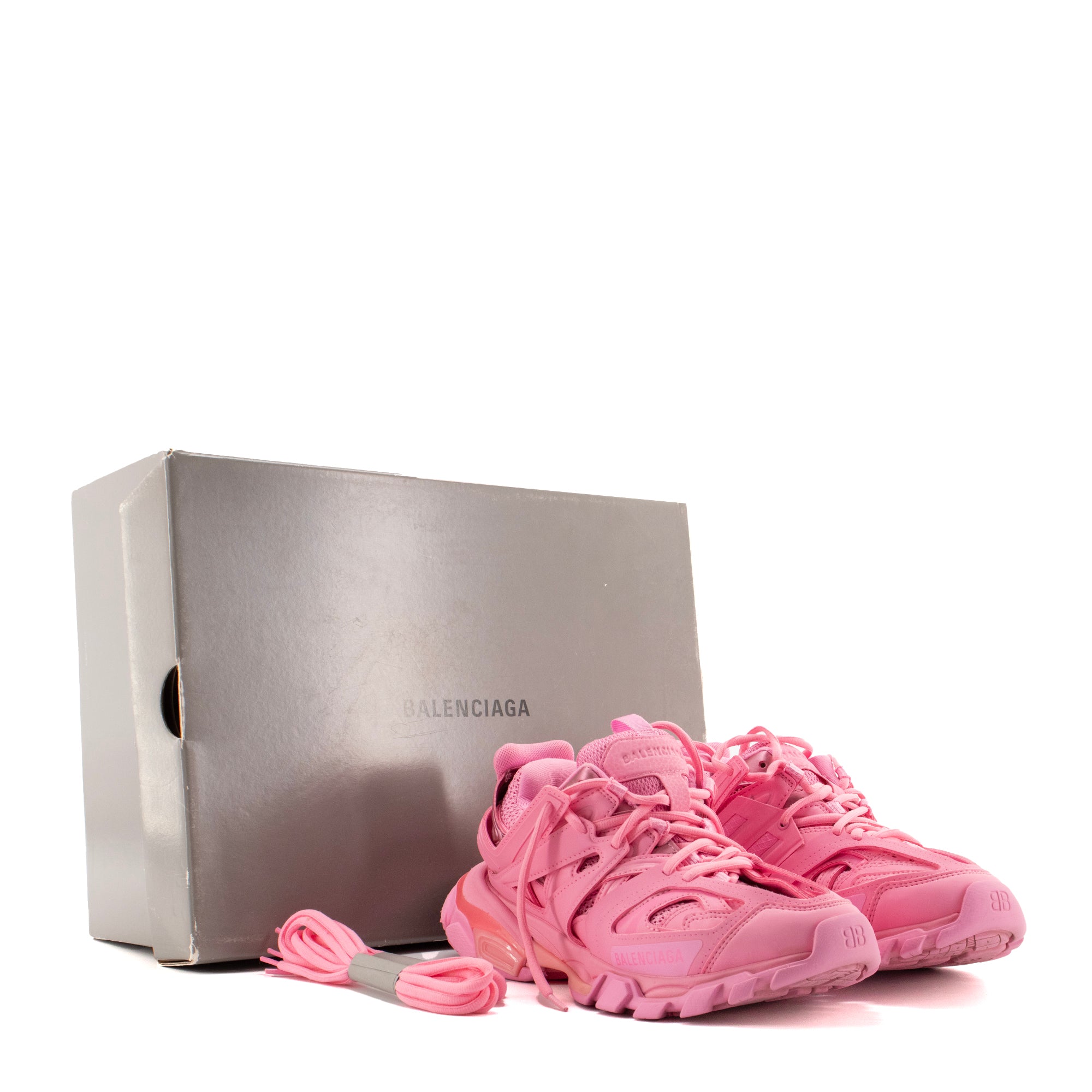 BALENCIAGA - Sneakers Track Balenciaga en cuir et toile rose (T37)