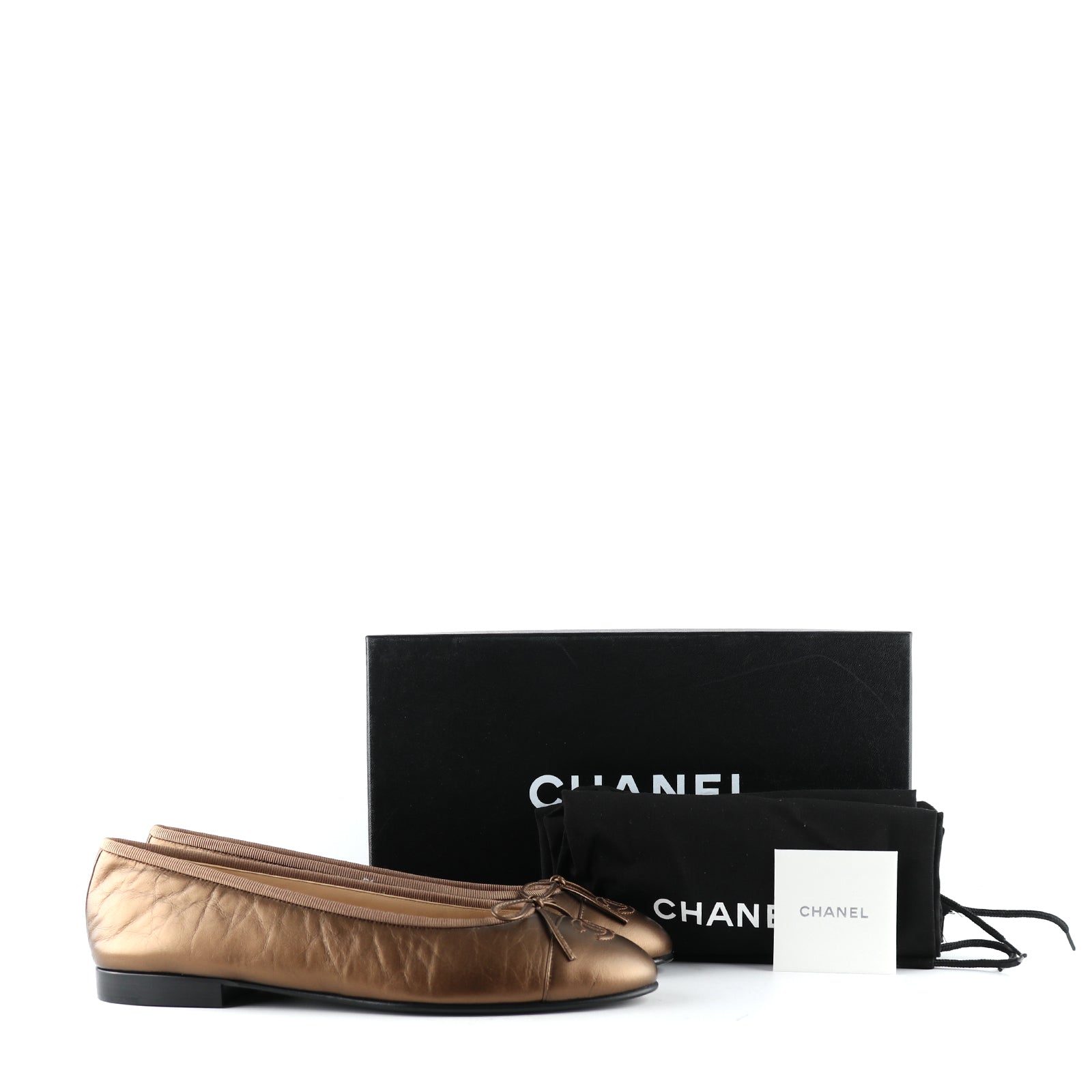 CHANEL - Bronze leather ballerinas (T39)