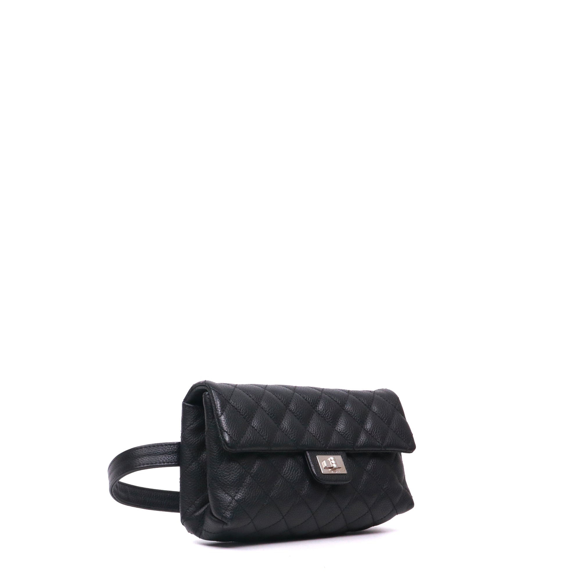CHANEL - Sac ceinture 2.55 Chanel en cuir grainé noir