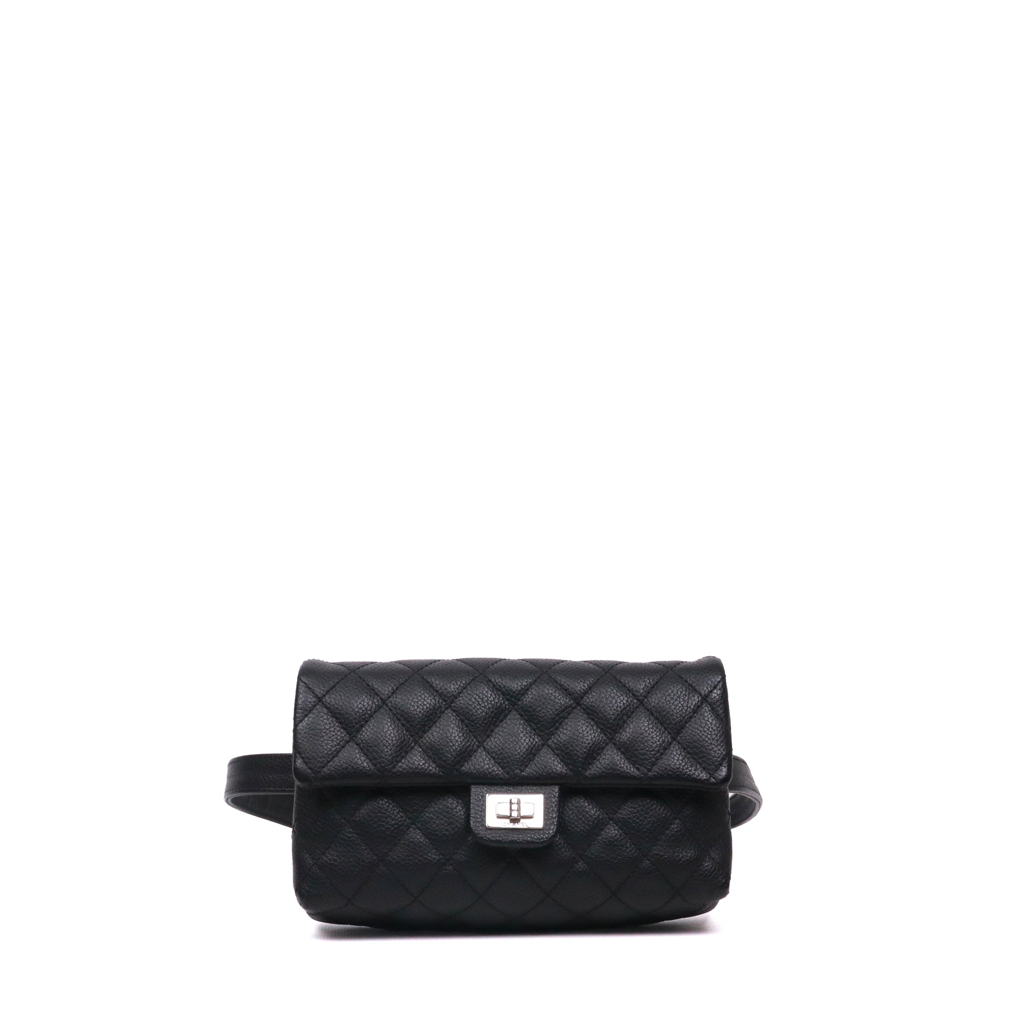 CHANEL - Sac ceinture 2.55 Chanel en cuir grainé noir