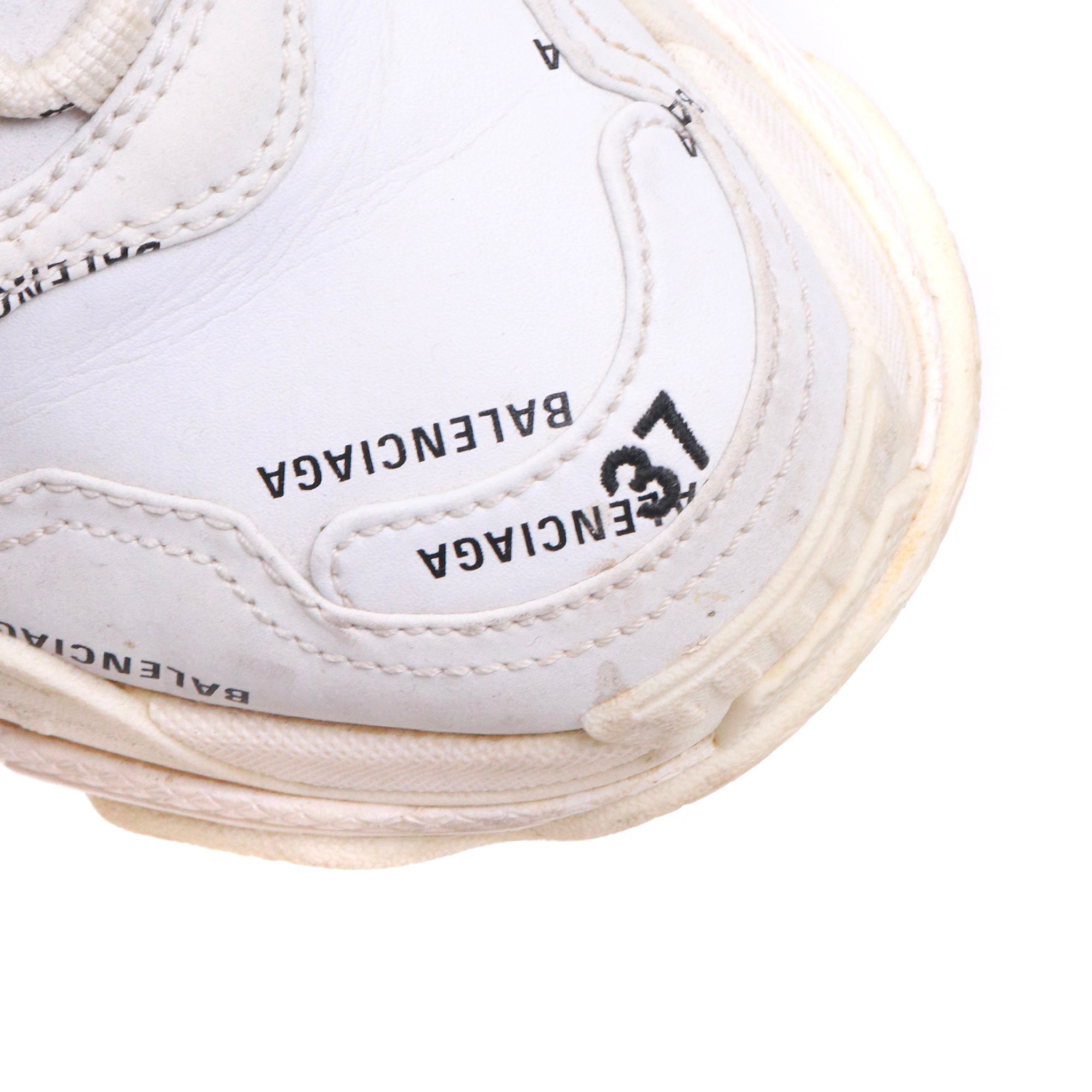 BALENCIAGA - Sneakers Triple S Balenciaga en cuir blanc (T37)