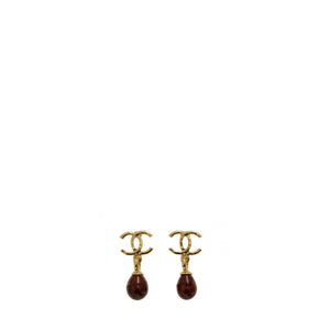 CHANEL - CC Chanel hoop earrings with champagne-colored rhinestones