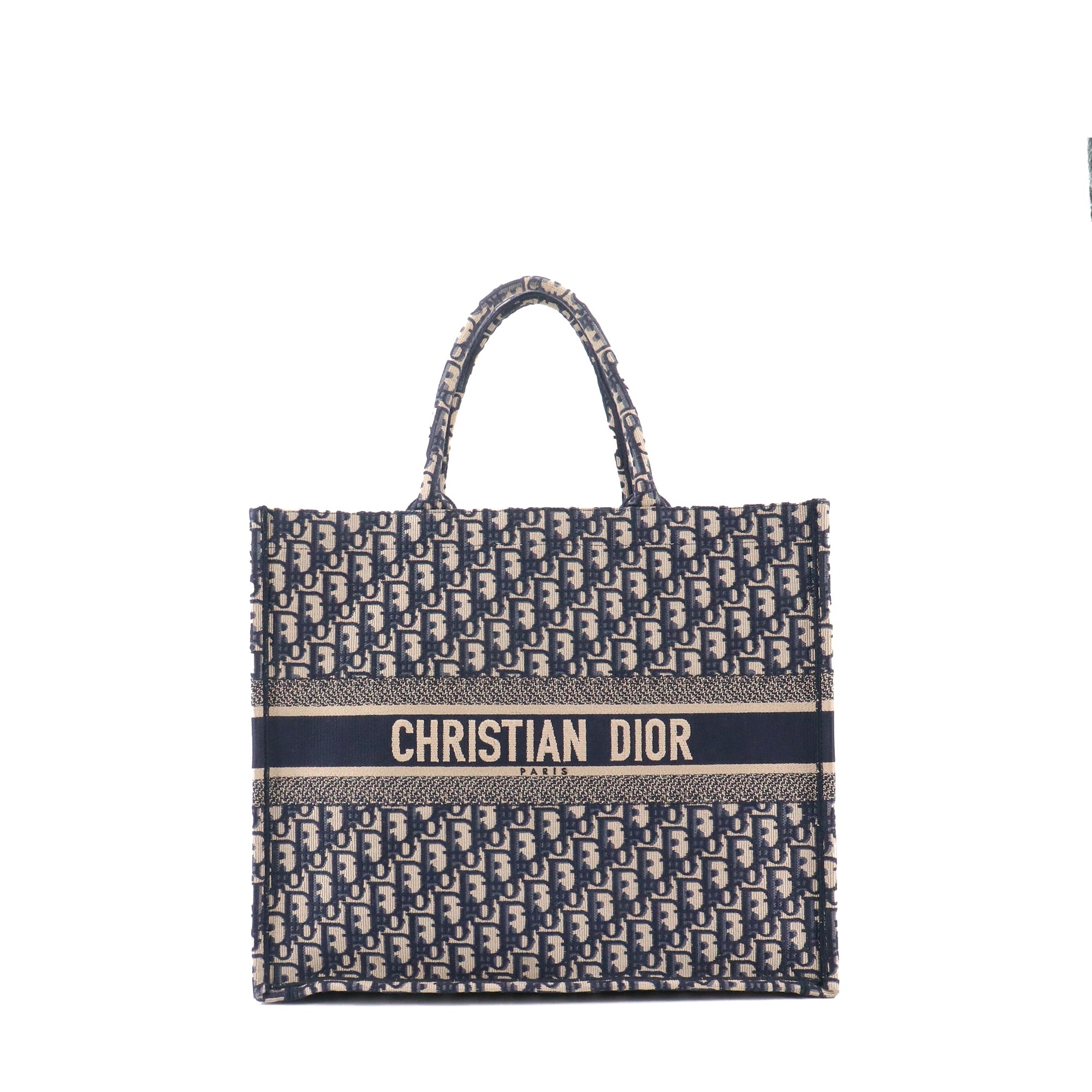 DIOR - Sac cabas Book Tote Large Dior en toile Dior Oblique bleu marine