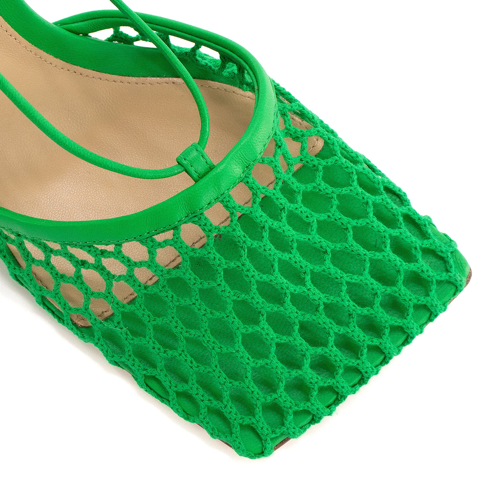 BOTTEGA VENETA - Sandales à talon Bottega Veneta en crochet vert (T38)