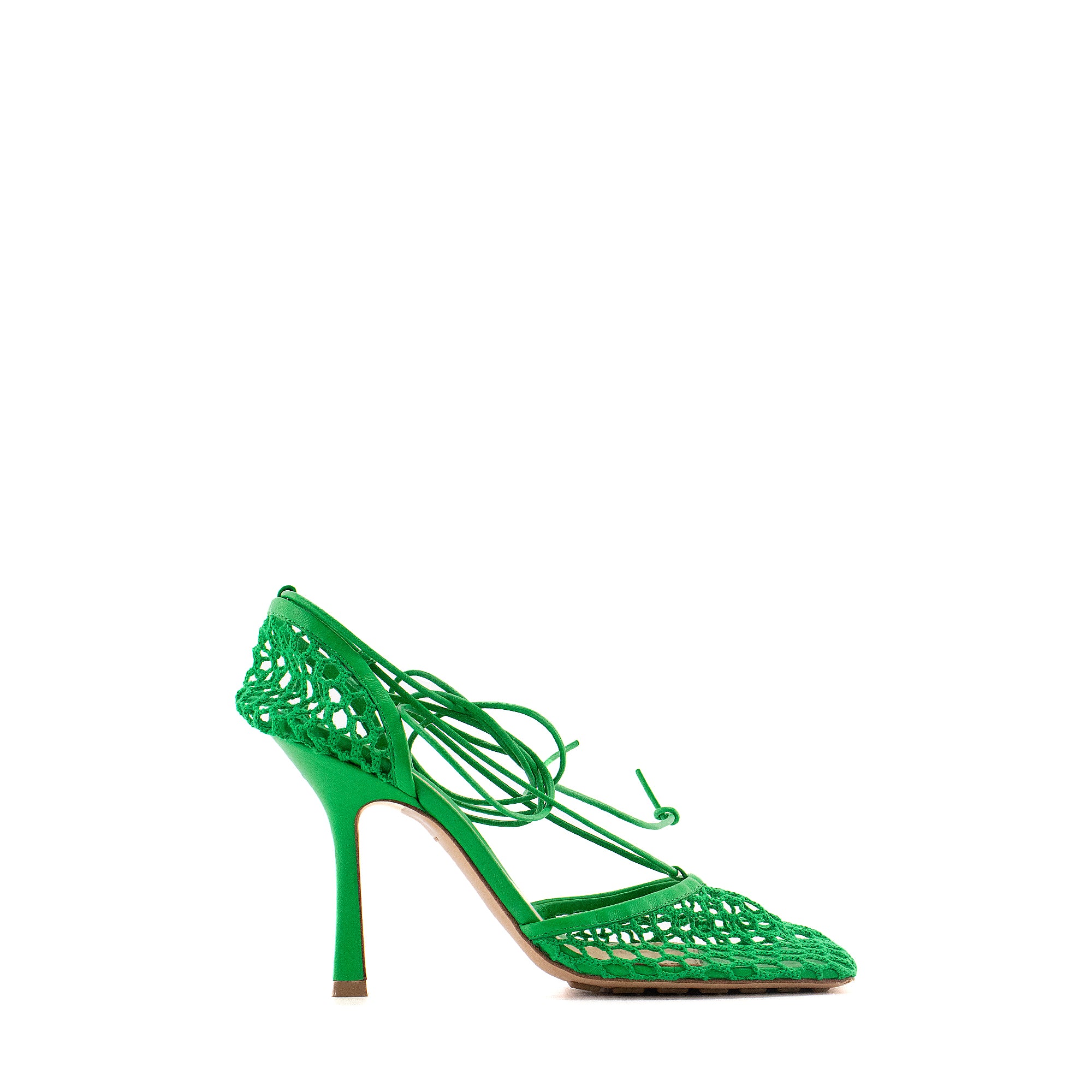 BOTTEGA VENETA - Sandales à talon Bottega Veneta en crochet vert (T38)