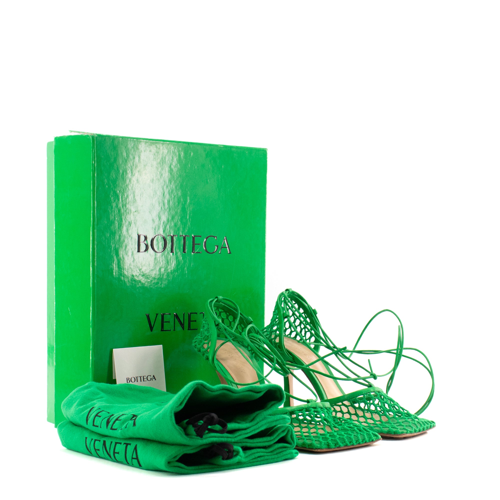 BOTTEGA VENETA - Sandales à talon Bottega Veneta en crochet vert (T38)