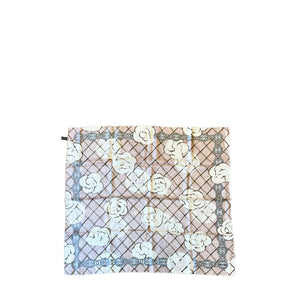 CHANEL - Pink and gray camellia 90 silk scarf