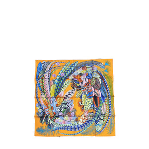 HERMÈS - Hermès 90 Feathers in Party Square in orange silk