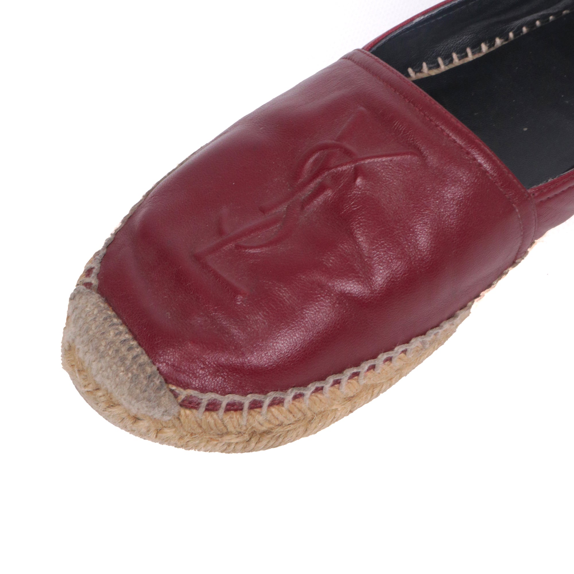 SAINT LAURENT - Espadrilles Cassandre Saint Laurent en cuir embossé bordeaux (T40)