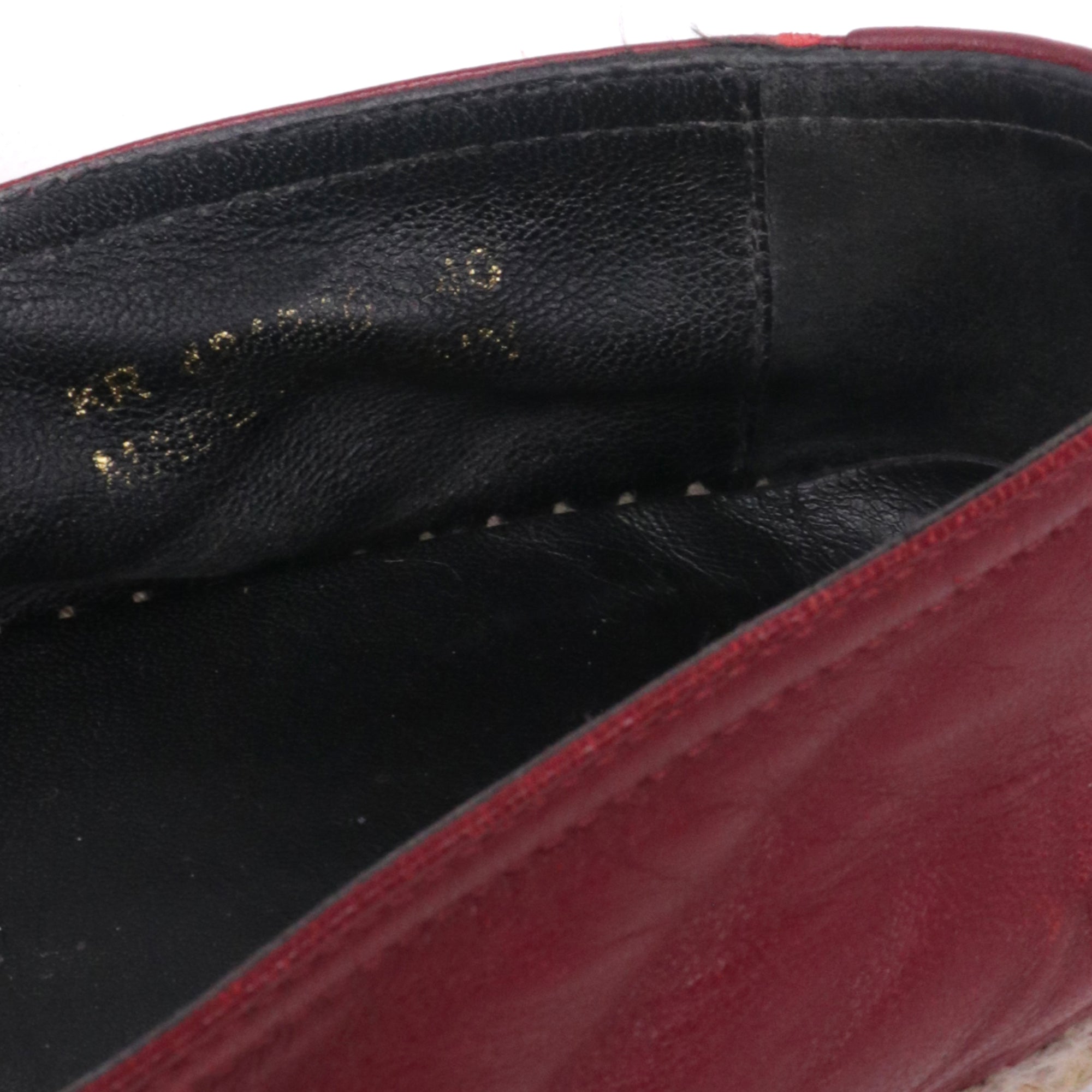 SAINT LAURENT - Espadrilles Cassandre Saint Laurent en cuir embossé bordeaux (T40)