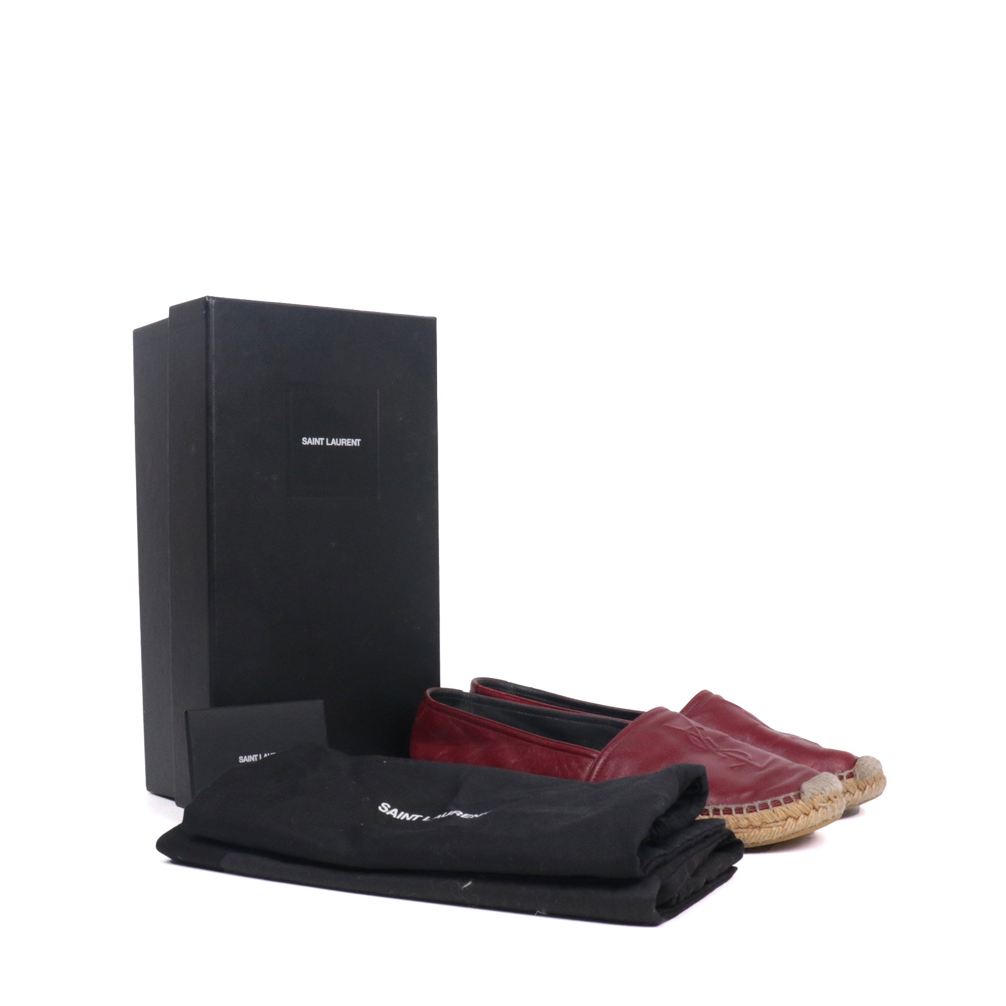 SAINT LAURENT - Espadrilles Cassandre Saint Laurent en cuir embossé bordeaux (T40)