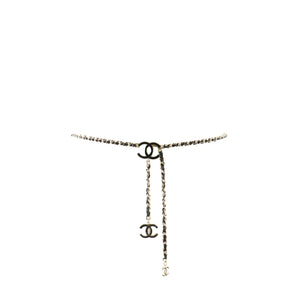CHANEL - Ceinture / sautoir chaîne cuir CC (Taille ajustable)