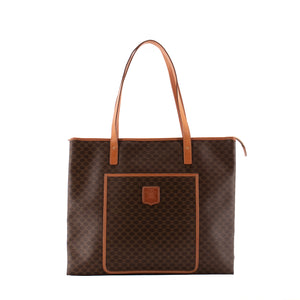 CELINE - Sac cabas Shopping Zip Celine en toile enduite monogrammée vintage