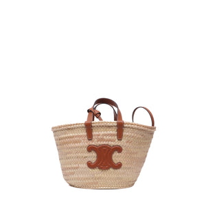 CELINE - Panier Triomphe teen Celine en osier et cuir marron