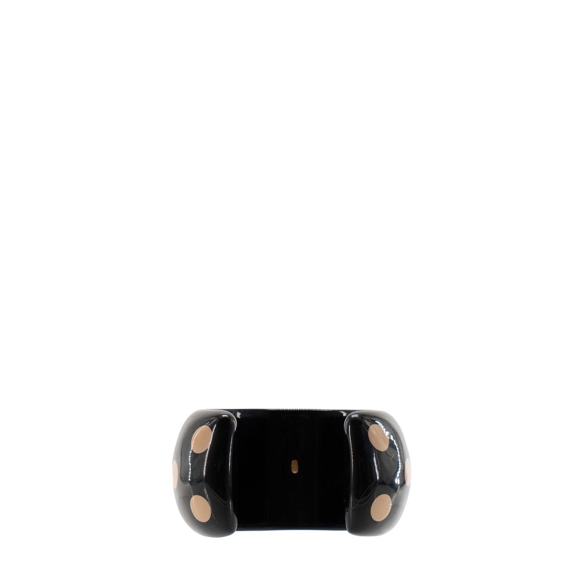 CHANEL - Manchette Chanel en résine noire à pois