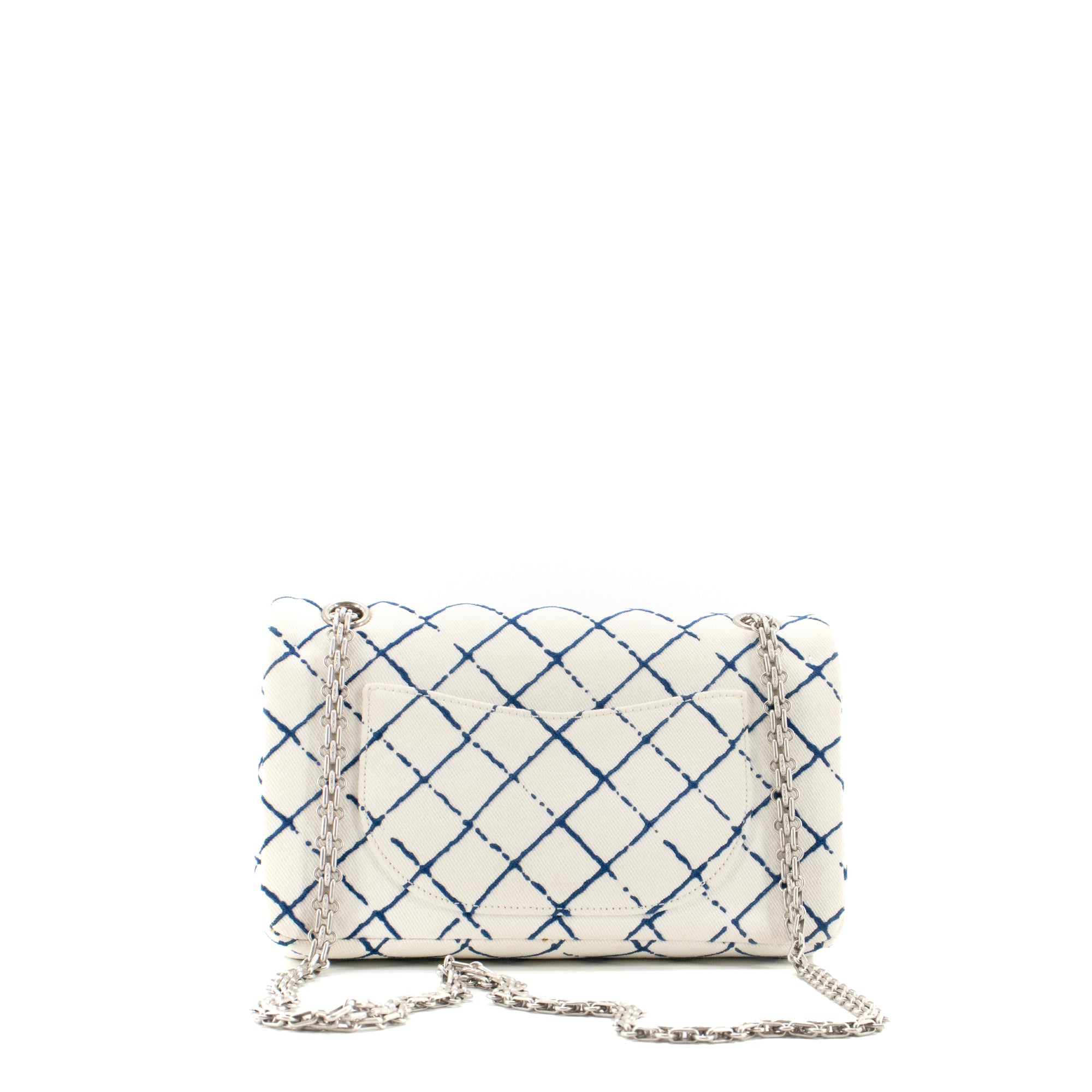 CHANEL - Sac à bandoulière 2.55 Chanel en toile blanche et bleue