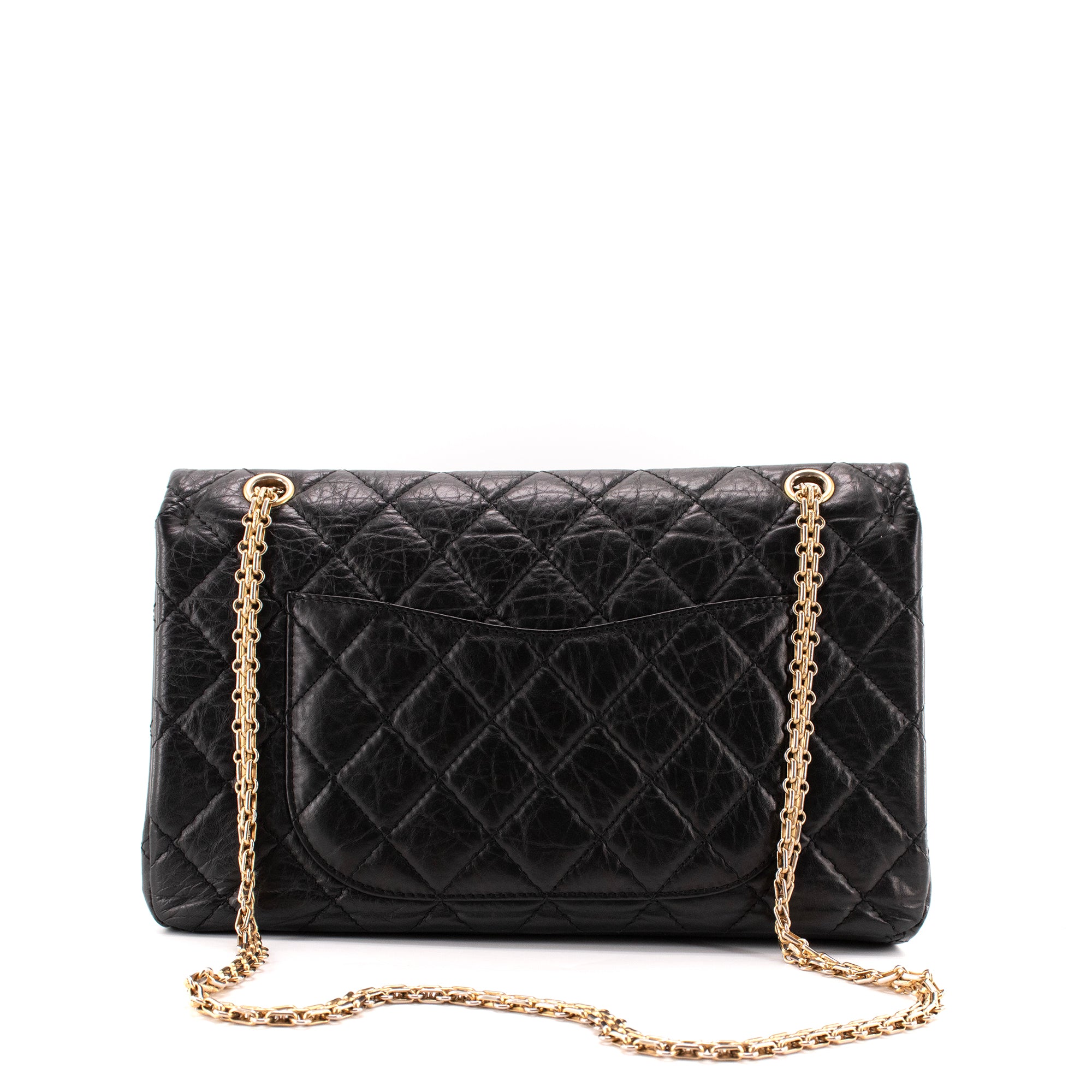 CHANEL - Sac à bandoulière 2.55 large Chanel en cuir matelassé noir