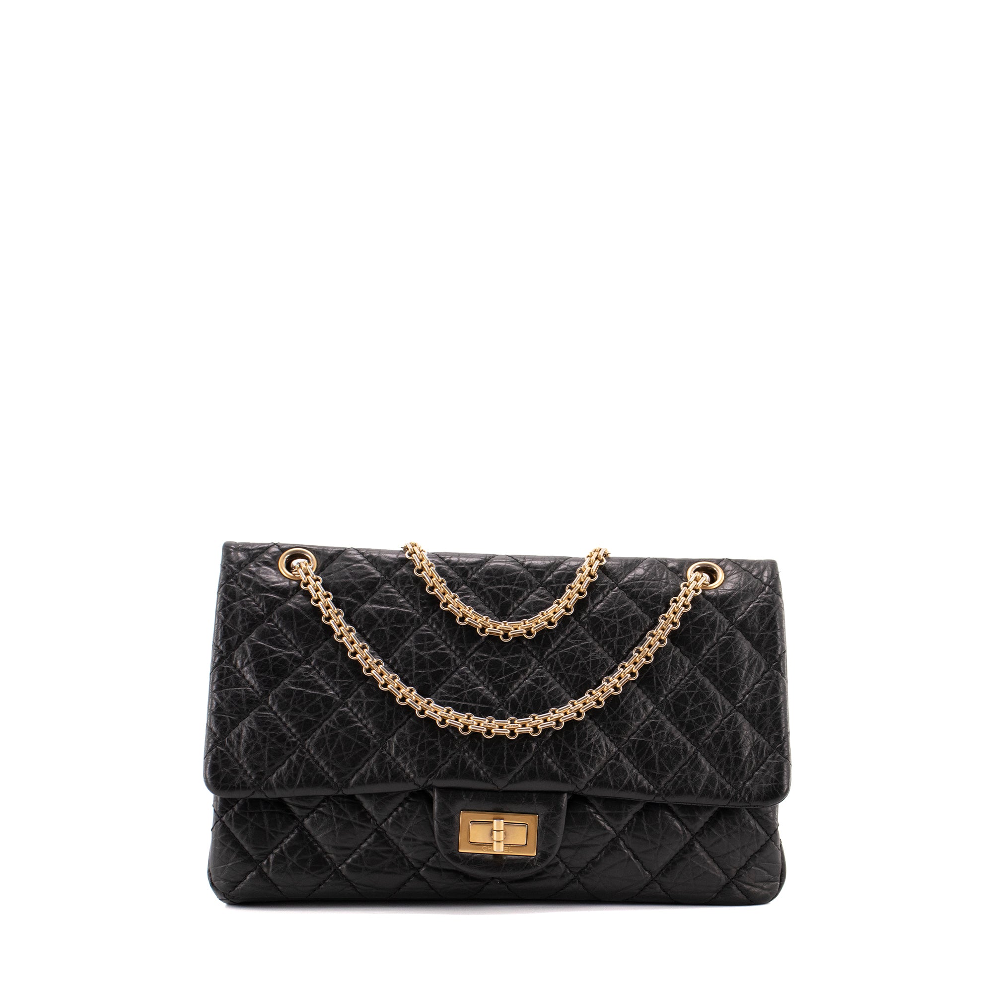 CHANEL - Sac à bandoulière 2.55 large Chanel en cuir matelassé noir
