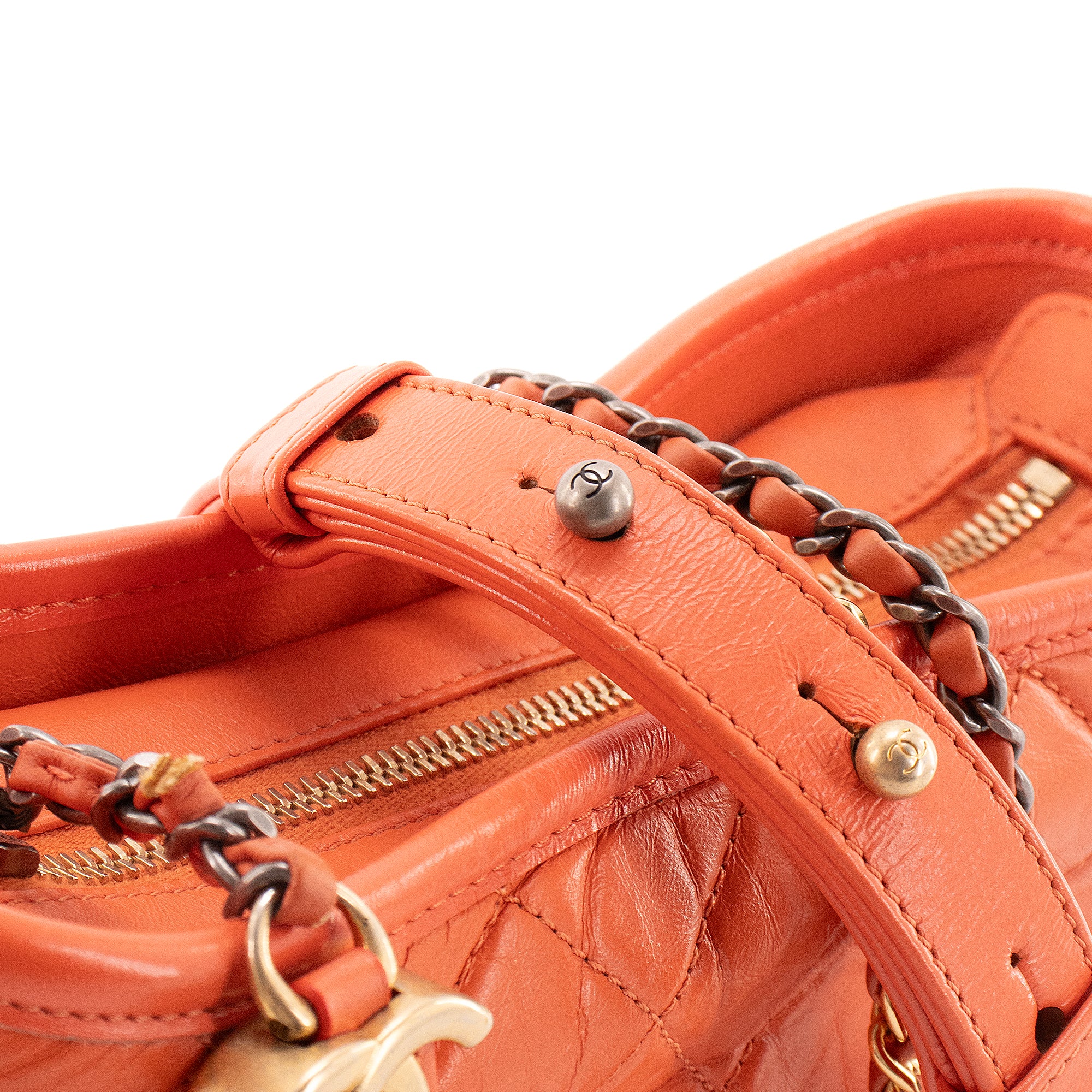 CHANEL - Chanel Gabrielle mini shoulder bag in coral orange leather