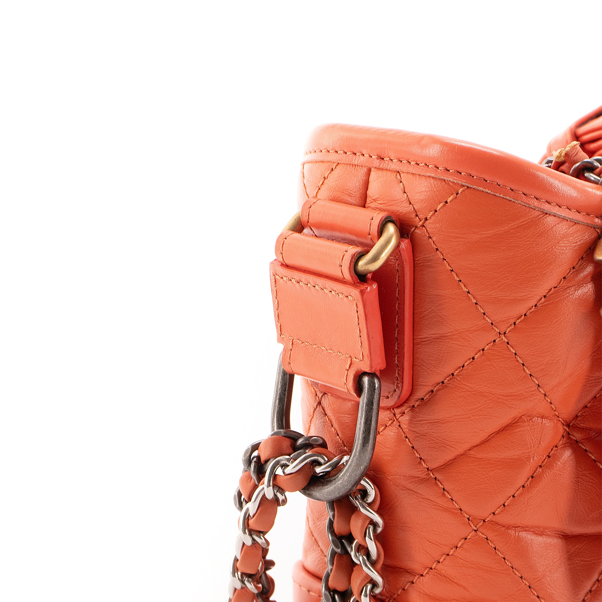 CHANEL - Chanel Gabrielle mini shoulder bag in coral orange leather