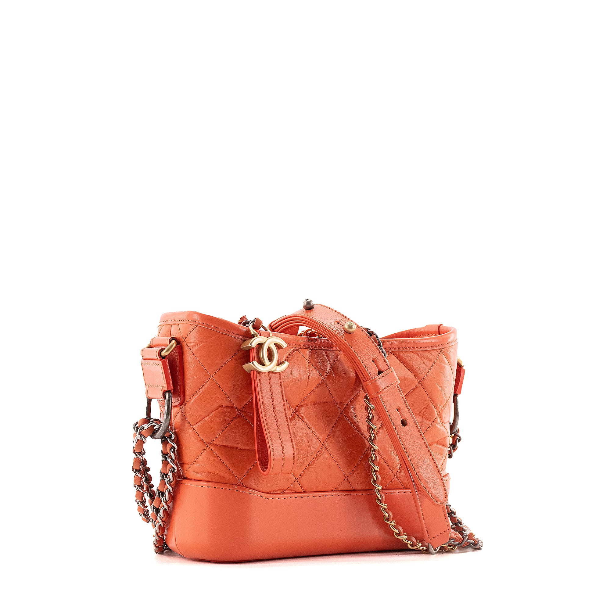 CHANEL - Chanel Gabrielle mini shoulder bag in coral orange leather