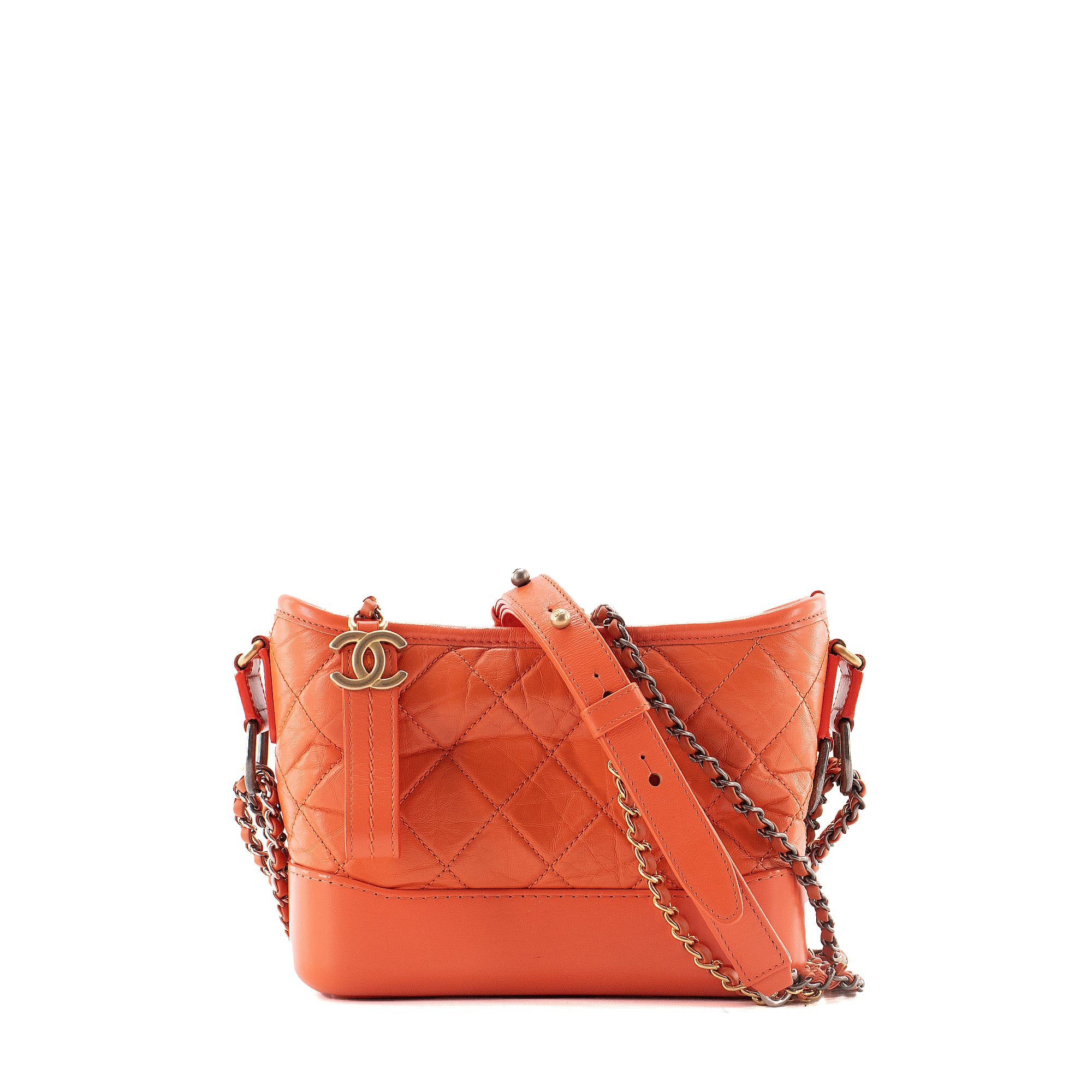 CHANEL - Chanel Gabrielle mini shoulder bag in coral orange leather