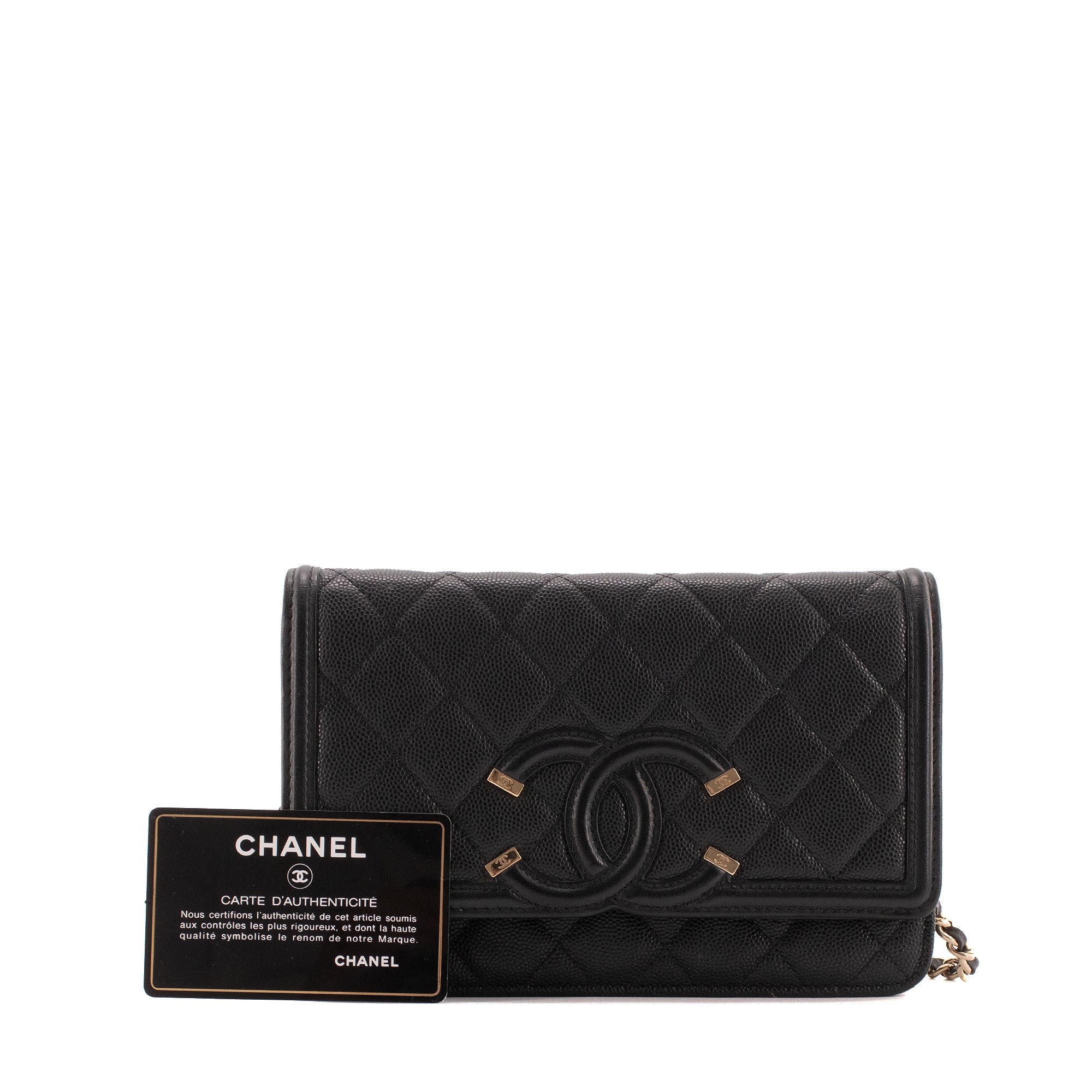 CHANEL - Sac à bandoulière Wallet On Chain Filigree Chanel en cuir caviar noir