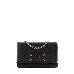 CHANEL - Sac à bandoulière Wallet On Chain Filigree Chanel en cuir caviar noir