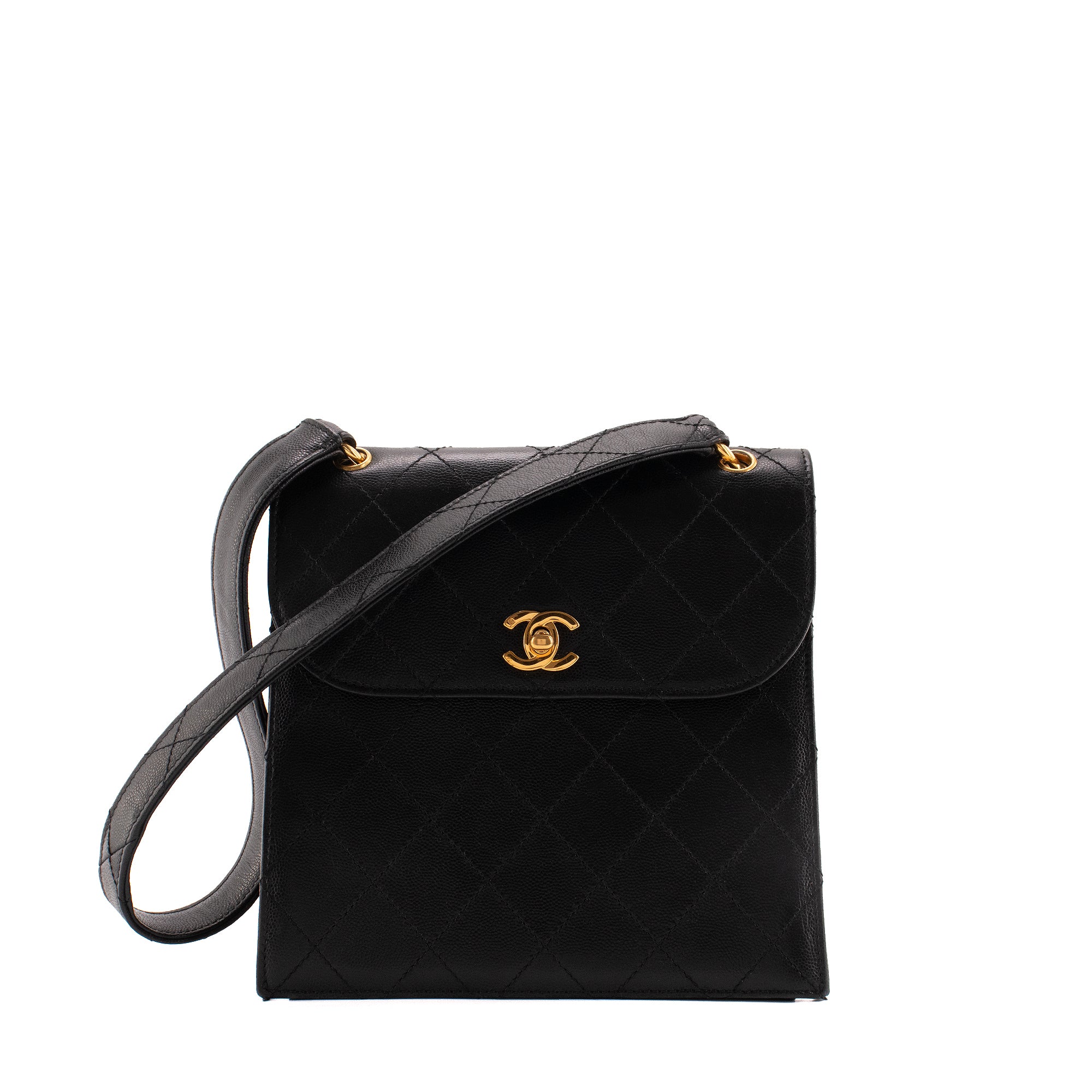 CHANEL - Chanel Box Flap shoulder bag in vintage black caviar leather