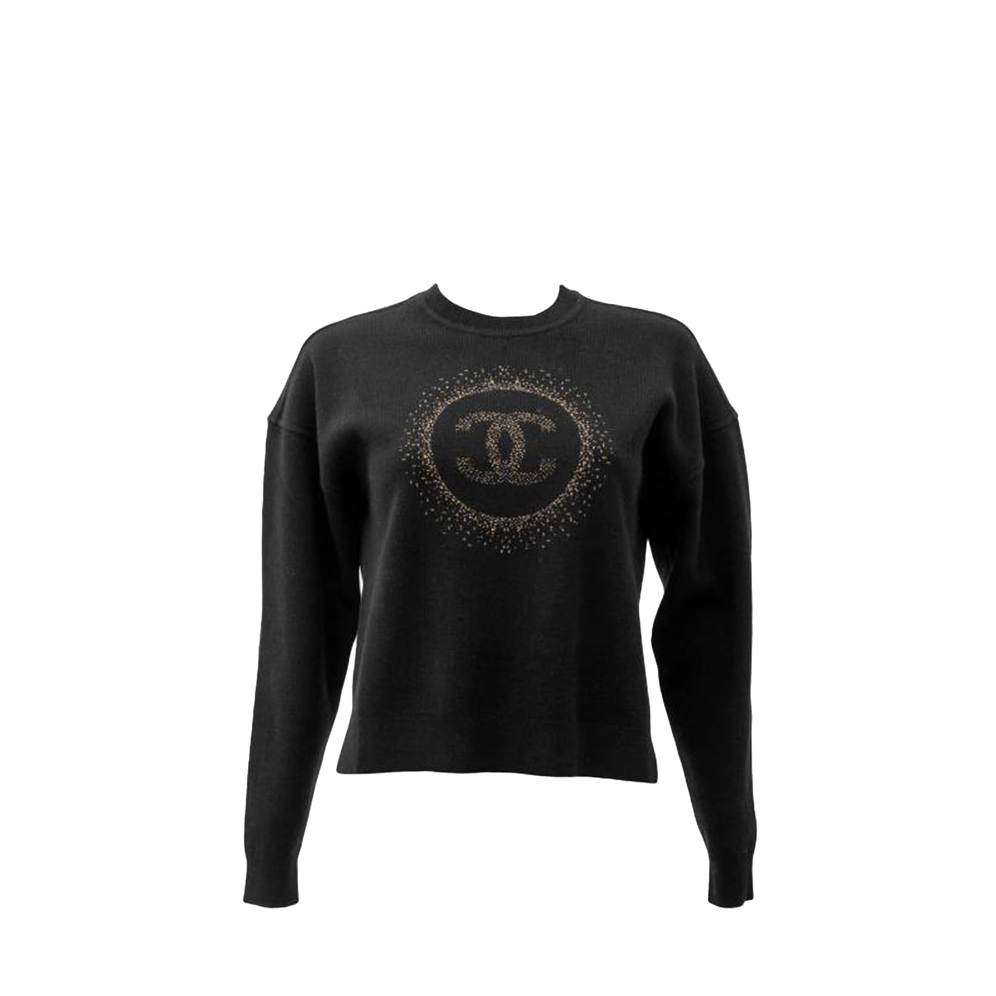 CHANEL - Pull Uniform Chanel en laine noire (XL)