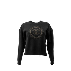 CHANEL - Pull Uniform Chanel en laine noire (XL)