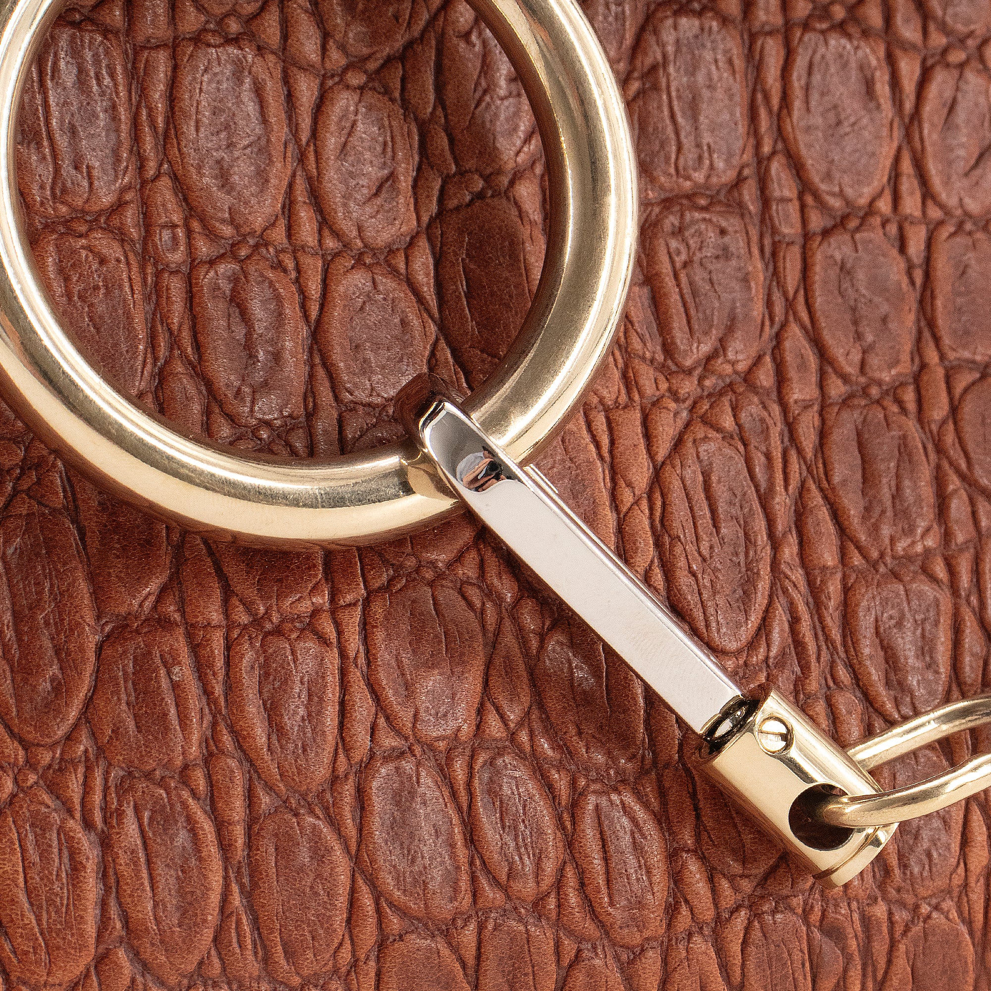 CHLOÉ - Sac à bandoulière Faye Chloé en cuir embossé croco marron